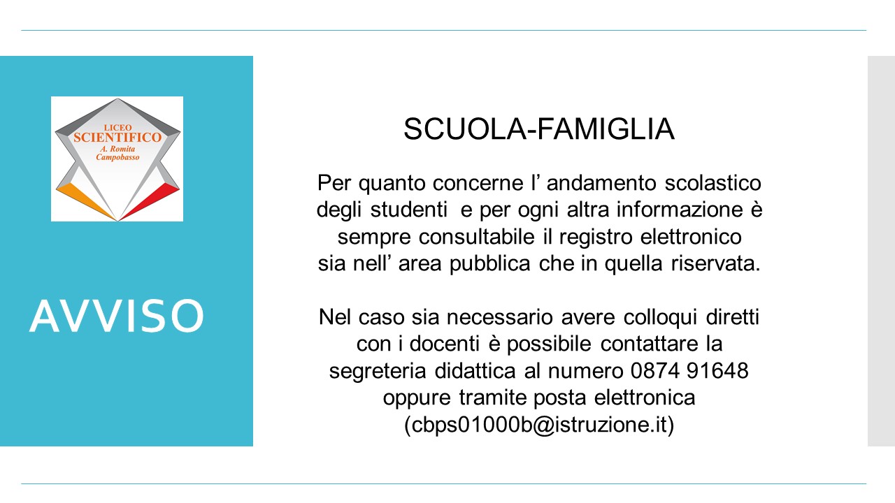 AVVISO SCUOLA FAMIGLIA